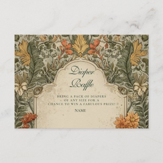 Carte D'accompagnement Vintage Woodland Mushroom Diapper Raffle  (Devant)