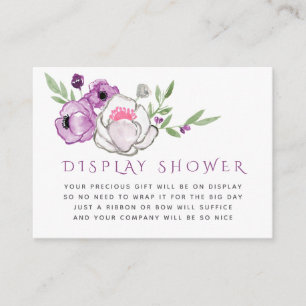 Carte D'accompagnement Violet et Sage Affichage de Baby Shower Floral