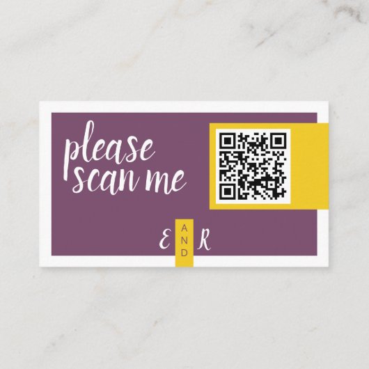 Carte D'accompagnement violet jaune moderne avec code QR site mariage (Dos)