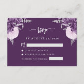 Carte D'accompagnement Violet Lilac Argent Floral Script Mariage RSVP (Devant)