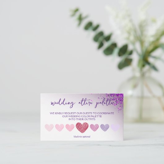 Carte D'accompagnement Violet Magenta QR Code Mariage Code vestimentaire (Debout devant)