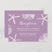 Carte D'accompagnement Violet Starfish & Sand Dollar Réception de mariage (Devant / Derrière)