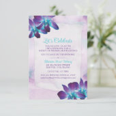 Carte D'accompagnement Violet Turquoise Bleu Dendrobium Mariage orchidée (Debout devant)