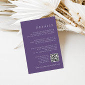Carte D'accompagnement Violet Violet Code QR RSVP & Détails Mariage