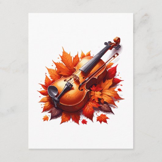 Carte D'accompagnement Violon dans le lit des feuilles (Devant)