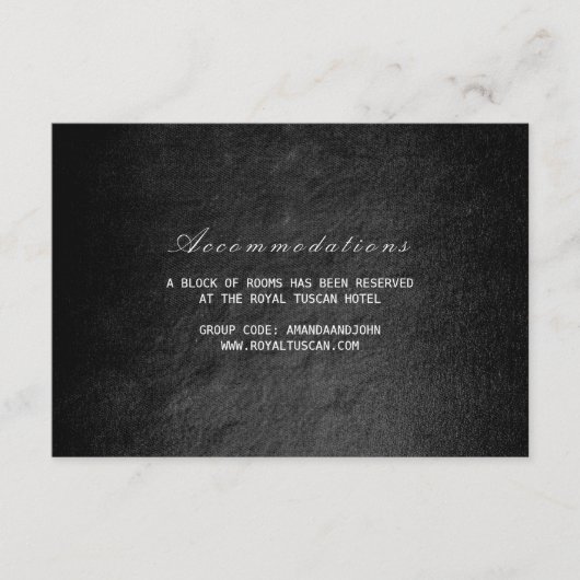 Carte D'accompagnement Vip Glam Black Mariage Hôtel Hébergement (Devant)