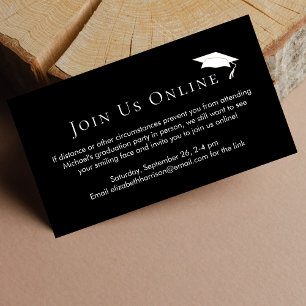 Carte D'accompagnement Virtual Online Graduation Party Noir