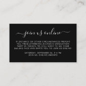 Carte D'accompagnement Virtual Online Option Black Graduation Party (Devant)