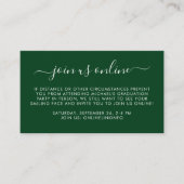 Carte D'accompagnement Virtual Online Option Green Graduation Party (Devant)