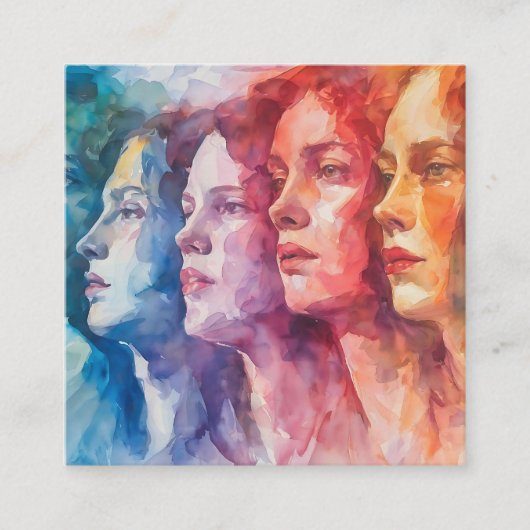 Carte D'accompagnement Visages des femmes - Peinture aquarelle (Devant)