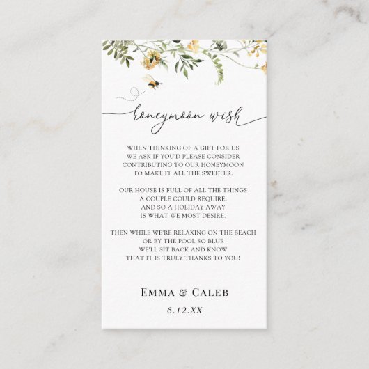 Carte D'accompagnement Vœu de lune de miel au miel de fleur sauvage jaune (Devant)