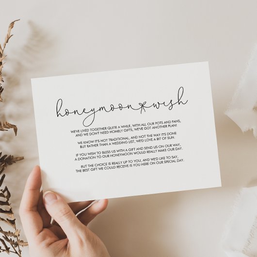 Carte D'accompagnement Vœu de lune de miel calligraphié simple élégant 