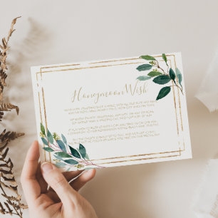 Carte D'accompagnement Vœu de lune de miel chic géométrique doré Eucalypt
