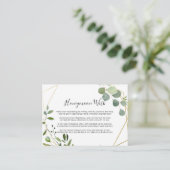 Carte D'accompagnement Vœu de lune de miel eucalyptus vert géométrique or (Debout devant)