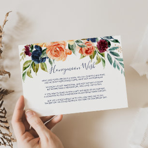 Carte D'accompagnement Vœu de lune de miel floral élégant multicolore 