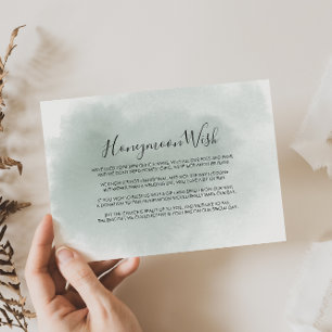 Carte D'accompagnement Vœu de lune de miel vert calligraphie blanche