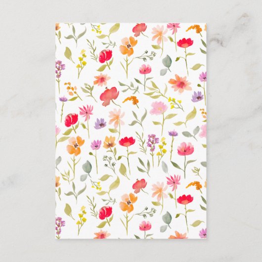 Carte D'accompagnement Vœux de lune de miel fleurs sauvages douche de mar (Dos)