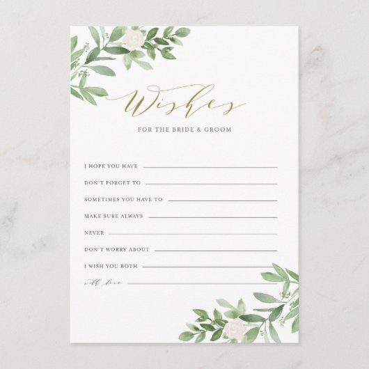 Carte D'accompagnement Vœux de verdure et de fleurs blanches pour la mari (Devant)