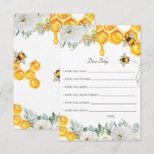 Carte D'accompagnement Vœux pour bébé Abeille bourdon à nid d'abeille f