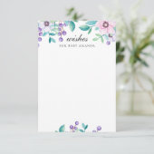 Carte D'accompagnement Voeux pour bébé. Conseil à fleurs pourpre d'aquare (Debout devant)