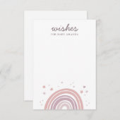 Carte D'accompagnement Voeux pour bébé. Conseil arc-en-ciel rose et viole (Devant / Derrière)