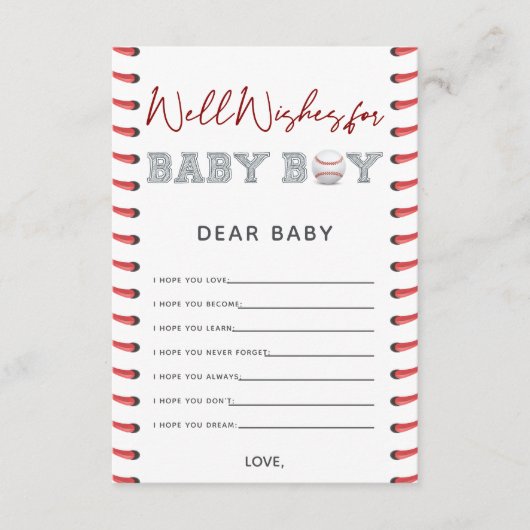 Carte D'accompagnement Voeux pour le Baby shower de baseball bébé (Devant)