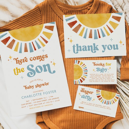 Carte D'accompagnement Voici le son Boho Retro Sun Diaper Raffle