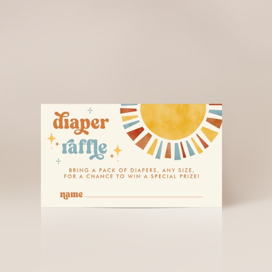 Carte D'accompagnement Voici le son Boho Retro Sun Diaper Raffle