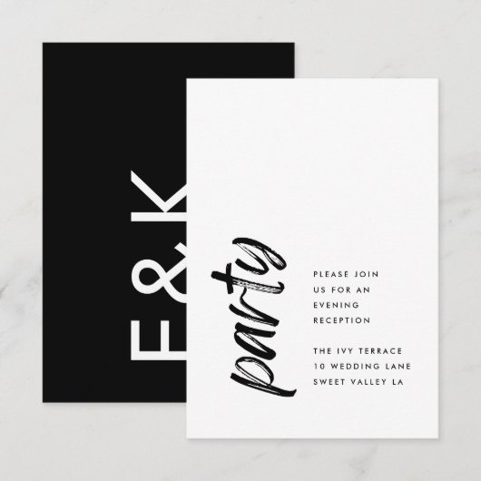 Carte D'accompagnement Voies latérales Noir Moderne Simple Mariage (Devant / Derrière)