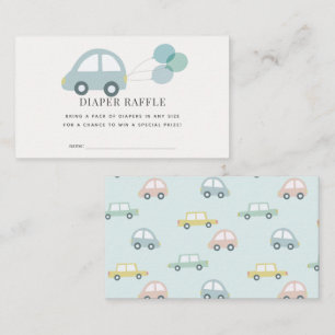 Carte D'accompagnement Voiture avec Balloons Blue Boy Diaper Raffle Ticke