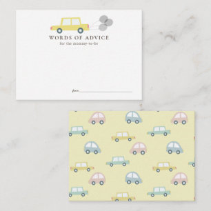 Carte D'accompagnement Voiture avec Balloons Conseil Baby shower Jaune