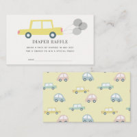 Voiture avec Balloons Yellow Diaper Raffle Ticket