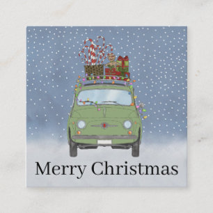 Carte D'accompagnement Voiture verte avec cadeaux de Noël