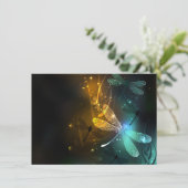 Carte D'accompagnement Vol de libellule verte lumineuse (Debout devant)