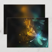 Carte D'accompagnement Vol de libellule verte lumineuse (Devant / Derrière)