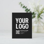 Carte D'accompagnement Votre logo avec QR code et texte modifiables (Debout devant)