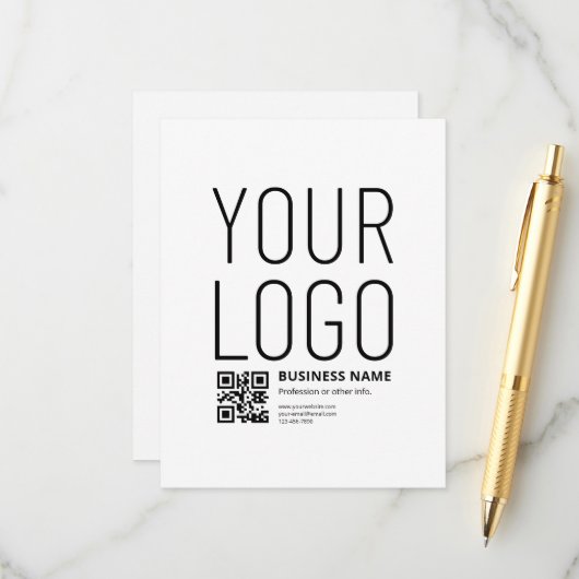 Carte D'accompagnement Votre logo avec QR code et texte modifiables (Devant/Arrière en situation)