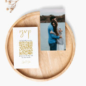 Carte D'accompagnement Votre photo or code QR noir mariage RSVP