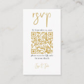 Carte D'accompagnement Votre photo or code QR noir mariage RSVP (Devant)