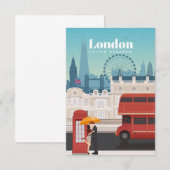 Carte D'accompagnement Voyage Art Voyage À Londres Angleterre (Devant / Derrière)