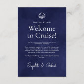 Carte D'accompagnement Voyage bleu marine Itinéraire Destination Mariage (Devant)