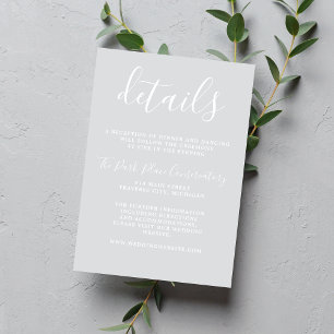 Carte D'accompagnement Vrai Simplicité 1 Cool Gris gris Mariage minimal