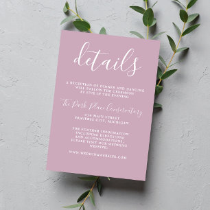 Carte D'accompagnement Vrai Simplicité 1 Wisteria Purple Minimal Mariage