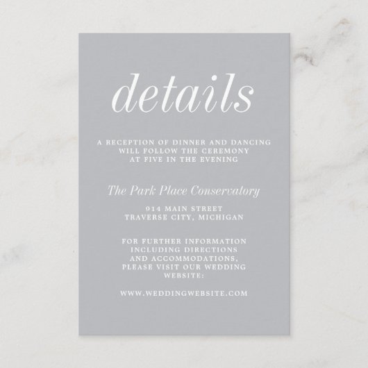 Carte D'accompagnement Vrai Simplicité 2 Gris Sterling Mariage minimalist (Devant)