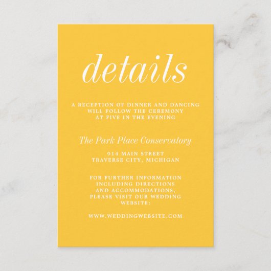 Carte D'accompagnement Vrai Simplicité 2 Marigold Jaune Mariage minimal (Devant)