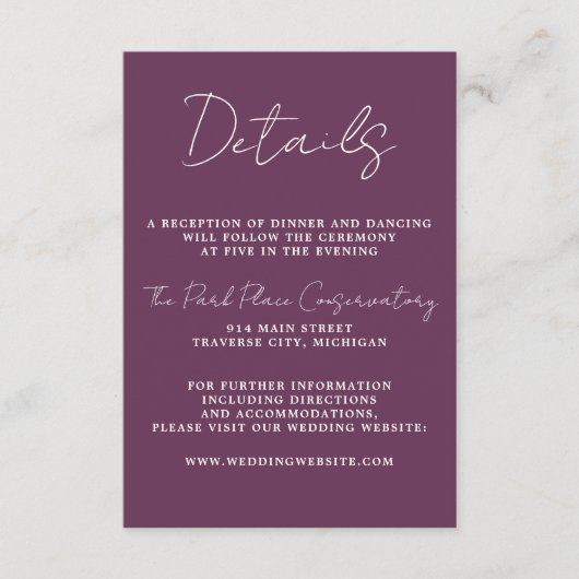 Carte D'accompagnement Vrai Simplicité 3 Script Mariage de graphique mini (Devant)