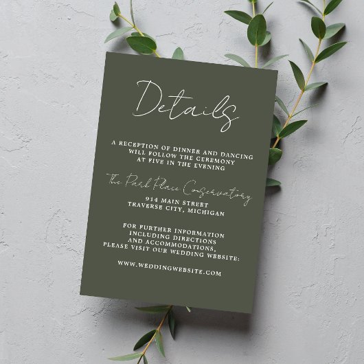 Carte D'accompagnement Vrai Simplicité 3 Script Minimal Camo Vert