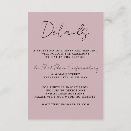 Carte D'accompagnement Vrai Simplicité 3 Script Minimal Lune Mauve (Devant)