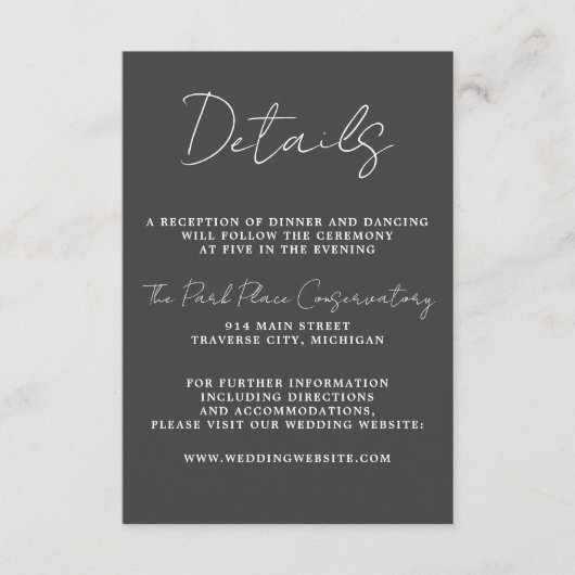 Carte D'accompagnement Vrai Simplicité 3 Script Minimal Mariage de charbo (Devant)