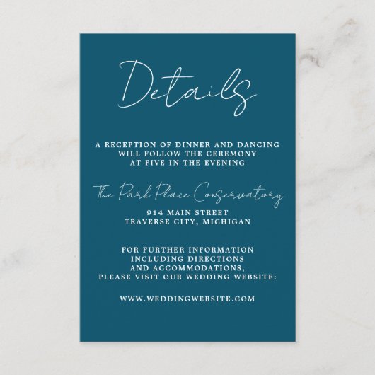 Carte D'accompagnement Vrai Simplicité 3 Script Minimal Mariage Neptune (Devant)